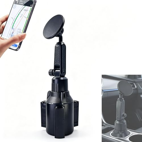 SEYUGOPTI Magnétique Support Telephone Gobelet Voiture | Support Portable Gobelet Voiture pour Voiture Et Camion, pour iPhone 12 à 17, Fixation Stable Anti-Vibration, Montage rotatif