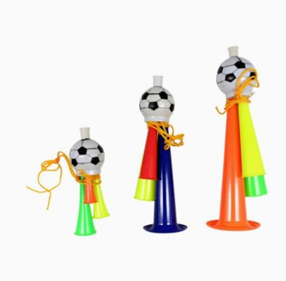 3er Set Fußball Fan Tröte Vuvuzela für Kinder & Erwachsene Lautes Cheerleading-Horn mit Umhängeseil Ideal für WM, Stadion, Public Viewing & Fußballparty Leicht & tragbar Perfektes Fan-Geschenk