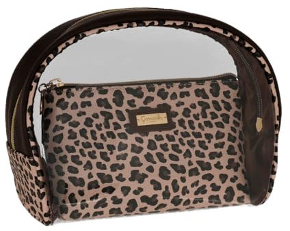 Camomilla Milano Set 2 Trousses Make-up, Pochette Trucco, Collezione Safari Glam, Colore Rosa