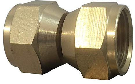 Double Swivel Nuts, Flare Tubing Valve Connector Fittings For Burners Heaters Grill BBQ RV Propane LPG Gas applications 3/8” x 3/8 Female Flare (Actual Diameter 5/8 in x 5/8 inch) Brass 50 Pack