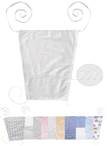 Vizaro - Toldo de Protección Solar Carrito de Bebé y Capazo - Sombrilla para Carro de Bebé - 100% Algodón - Hecho UE, OekoTex - Bordado Blanco