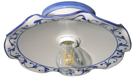 VANNI LAMPADARI- Plafoniera Soffitto Edera, Lampadario Soggiorno in Ceramica, Plafoniera Bagno Decorata a Mano, Lampadario Camera da Letto Artigianale, Plafoniera Parete, 30 cm