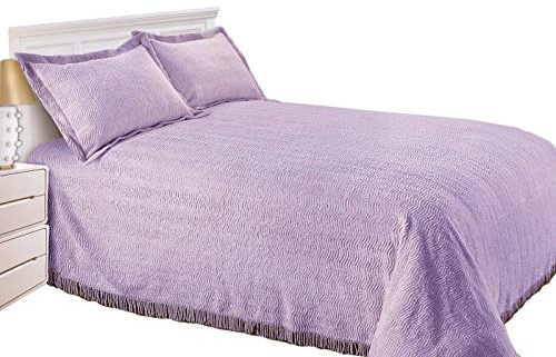 Snugglemore Luxury Candlewick Bedspread Traditional Bed Throw Size Single Double & King (King, Lavender)