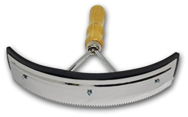 Stainless steel sweat scraper with wooden handle, for horses, donkeys, goats, with 2-in-1 scraping and cleaning function