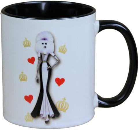 Harald Glööckler Pompöös Tasse Hund mit weiss-schwarzem Abendkleid - designed by