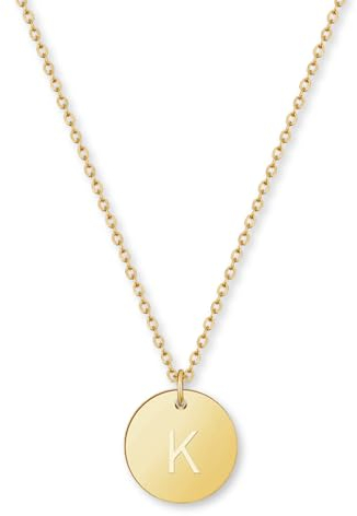 GD GOOD.designs Damen Halskette Oro mit personalisiertem Medaillon (Initiale Gravur) Schmuck für Frauen, 45 + 5 cm, 316L Edelstahl, Ohne Stein - Valentinstag-Geschenk für Sie und Ihn