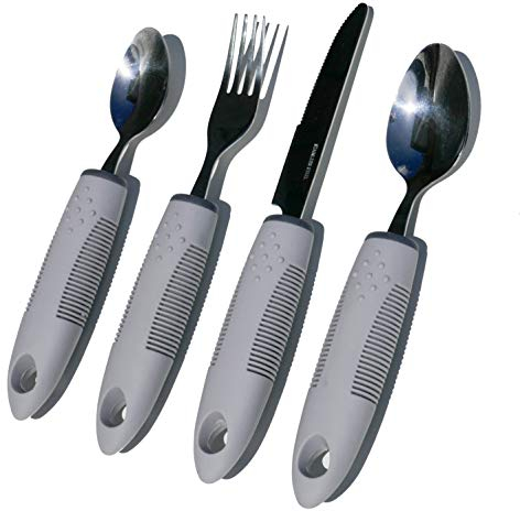 OR8 Wellness Cutlery Set 4 Piece Easy Grip, Wide Handles, Eating Aid for The Elderly, Disabled, Visually Impaired & Those with Arthritis, Parkinson's Disease, Tremors and Weakened Grasp
