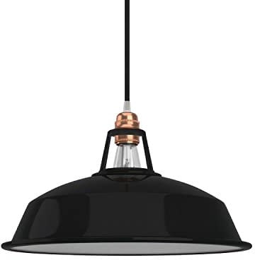 creative cables - Lampenschirm Harbour aus lackiertem Metall mit E27 Anschluss und einem Durchmesser von 38 cm - BPAM09 - Schwarz