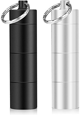 Opret Portapillole Piccolo (2 pezzi), Portachiavi tascabile, in metallo da viaggio, Dispenser per pillole