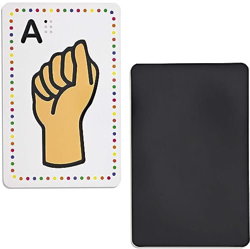 Bright Creations ASL Sign Language Flash Cards, 26 Letters with Gestures, Magnetic Backing