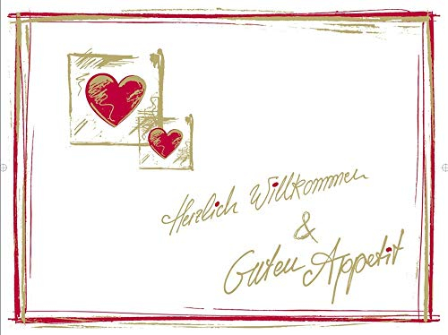 Mank GmbH Tischsets aus Papier 40 cm x 30 cm, Platzset Tischset einweg, Platzdeckchen 100 Stück HERZLICH WILLKOMMEN