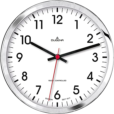 Dugena Wanduhr, Funkuhrwerk, Metallgehäuse, ø 30,5 cm, inklusive Batterie (Araber)