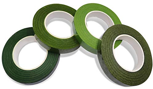 SourceTon Blumen-Klebebänder, 1,27 cm breit, grün, Blumen-Tapes für Blumenstrauß, Stielverpackungen und Bastelarbeiten, 4 Stück