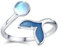 CUOKA MIRACLE Mondstein Meerjungfrau Ring 925 Sterling Silber Verstellbarer Offener Ring Meerjungfrau Schwanz für Damen Fisch Schwanz Regenbogen Mondstein Weihnachts Geschenk für Mädchen Kinder