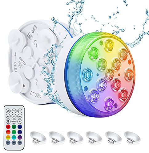 Lumières LED Submersible,Eclairage Piscine Led,Lumière Piscine,Avec Télécommande à Changement de Couleur des Lumières Utilisé Pour Piscine,Aquarium,Baignoire,Etang,Base de Vase(1pcs)
