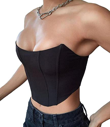 Onsoyours Sleeveless Off Schulter Samt Mode Sexy Korsett Crop Tops Weste Weibliche Unterwäsche Backless Bustier Top Solide C Schwarz M