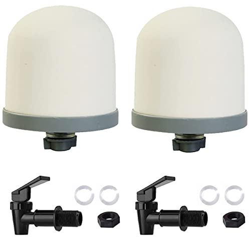 HUINING Keramikkuppel-Wasserfilter, BPA-freier Kunststoff-Wasserhahn, Ersatz-Wassereimer. (Dome2-TapBlack2)