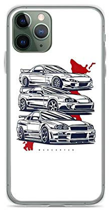 listpher Compatible with iPhone XR Case JDM Crew Rx7 Skyline GTR Supra Collection Protective Flexible Soft TPU Clear Phone Case Cover Cool Design