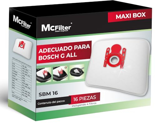 McFilter | 16 sacs d'aspirateur convient à aspirateur Bosch BSGL3 BGL32200 BGL3A BGL3B BGL3C BGL25A100 | avec filtres | micropolaire | 5 couches