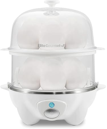 Elite Gourmet 14-Egg 2-Tier Rapid Egg Cooker, BPA-Free, Auto Shut-Off