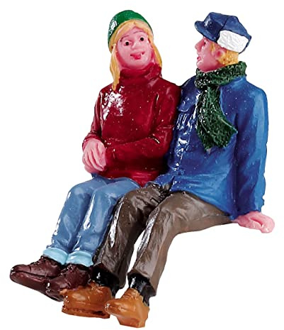 Magie di Natale Gemeinsam auf der Bank sprechen, Charakter für Weihnachtsdorf aus Polyresin