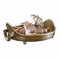 LOBERON Tablett Louvil, Serviertablett aus elegantem Materialmix, seitliche Griffe, dekoratives Tischaccessoire, Küchenaccessoire, Tischdekoration, Aluminium, Mangoholz, antikmessing