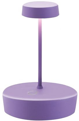Zafferano, Swap Mini Lamp, Rechargeable Cordless Table Lamp with Touch Controls, Suitable for Interior and Outdoor, Dimmer, 2700 K, Height 14.8 cm, Lilac Colour