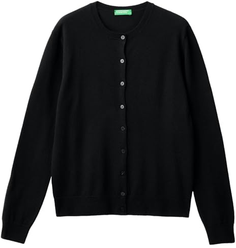United Colors of Benetton Maglia Coreana M/L 1002d5485, Maglione Cardigan Donna, NeroNew, M