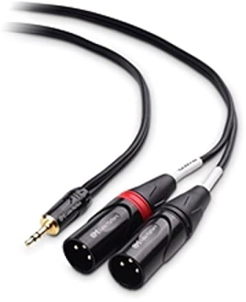 Mr. Gadget's Solutions Dual XLR Male to 3.5mm TRS Cable Y-Splitter Patch Cable Unbalanced 3.5mm (1/8) Mini Jack Stereo Male to 2 XLR Male For Studio Monitor Speakers, Laptop, DMX Adapter 1M