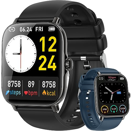 zhizhi Smartwatch Damen Herren Fitnessuhr Armbanduhr Bluetooth Anrufe mit Pulsmesser Herzfrequenz blutdruckmessung Schrittzähler IPX8 Wasserdicht 20 Sportmodi Aktivitätstracker Sportuhr für Android