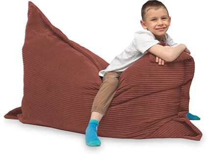 chilly pilley Sitzsack L XL XXL Cordstoff Bodenkissen Beanbag Styropor Füllung Riesensitzsack Cord-Material Sitzkissen Gartenkissen zum Liegen und Sitzen Cord 180x140 Dunkelrosa
