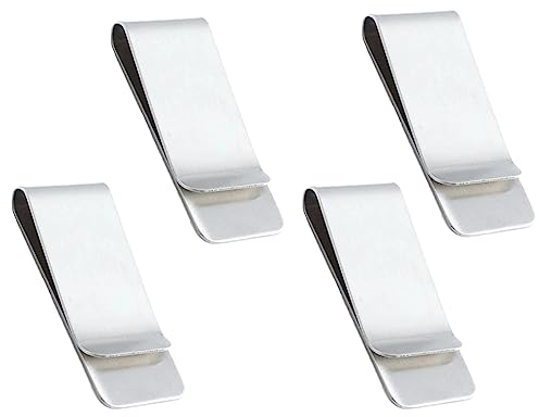 KAPSING 4 Stück Edelstahl Geldklammer Herren Slim Wallet Geldscheinklammer Money Clip für Bargeld Rechnungen Karten Dokumente Banknote Geldscheine Visitenkarte Kreditkarte