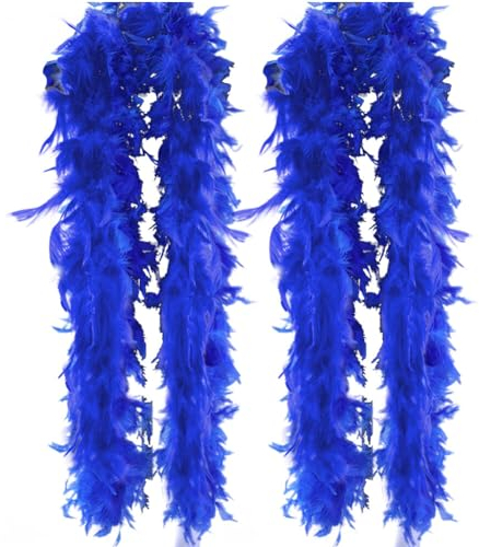 2 Meter Federboa Weihnachtsboa,2 Stücke Dunkelblau Flauschige Federboa Feder Schal Verkleidung Flauschige Girlande für Damen Kinder Karneval Fasching Stola Kostüm Hochzeitsdekoration,Heimdekoration