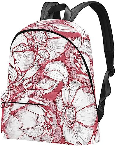 Rucksack für das College,Reiserucksack für Damen und Herren,Canvas-Rucksack,rosa Vintage-Blume Drucken