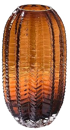 Surwin Vase en Verre, Vases Decoratifs Moderne pour Intérieur & Mariage Vase en Verre Transparent pour Décoration Table à Dîner, Bureau Intérieur, Salle de Réunion (Marron - Ovale)