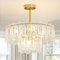 Depuley Modern Kristall Deckenleuchte, 50cm Kronleuchter Kristall Gold, Luxus Rund Pendelleuchte mit 2 Schichten aus Kristallglas, 6xE14 Lichter für Wohnzimmer, Esszimmer, Schlafzimmer, Restaurant