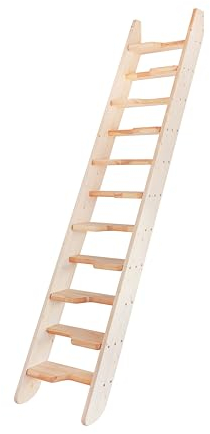 Dachbodentreppe aus Holz mit 11 Steigungen ohne Geländer (050.60.0001)