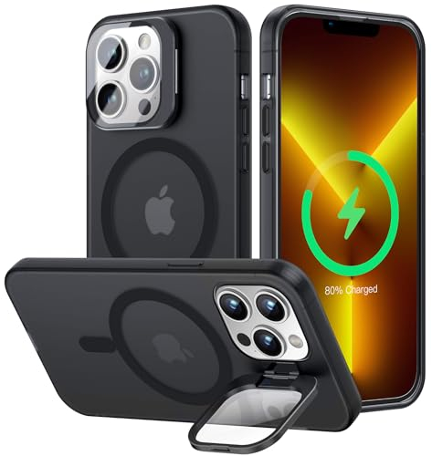 OLHAOMAO iPhone 13 Pro Kameraschutz Hülle für MagSafe Mit Unsichtbar Ständer, Dünn Magnetische Stoßfeste Handyhülle Schutzhülle Case Matte Schwarz