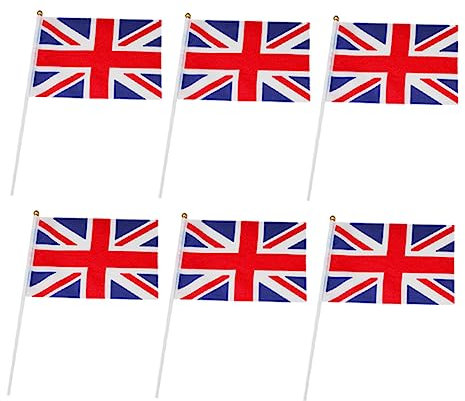 BESPORTBLE Set Di 6 Bandiere Da Sventolare A Mano Con Bandiera Inglese Per Eventi Mini Bandiere Della Gran Bretagna Bandiera Del Unito in Poliestere Leggero
