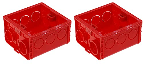 2 Stück Kunststoffbox Montagebox, 86mm x 86mm x 46mm Schalter Anschlussdose, Langlebige Box zur Montage Elektrischer Geräte (Rot)