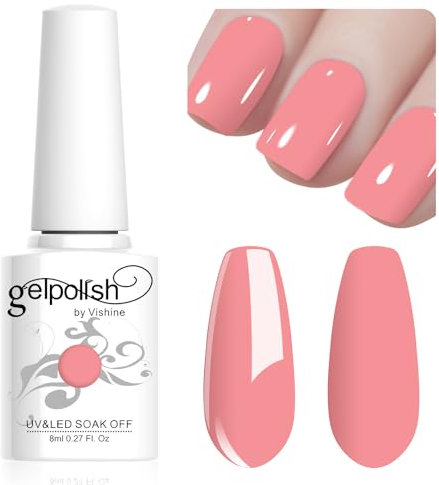 Vishine Vernis Gel Semi Permanent Macaron Pastel Rose foncé Vernis à Ongles UV Gel Soft Bright Colors Longue Durée Soak Off Nail Art Manicure Salon 8ml LM195