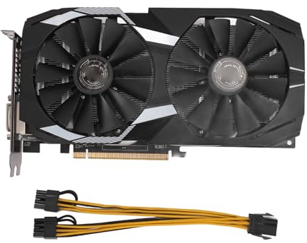 Yanmis RX 590-Grafikkarte, 256 Bit, 8 GB GDDR5, 1460/8000 MHz, PCI Express 3.0-Gaming-Grafikkarte, HDMI DP DVI mit Zwei Lüftern für Büro- und PC-Gaming