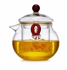 Clásico Tetera transparente para el hogar, tetera pequeña creativa, recipiente para té de vidrio, recipiente para hacer té con tapa, tetera de 280ml/9,9 oz Fácil de usar