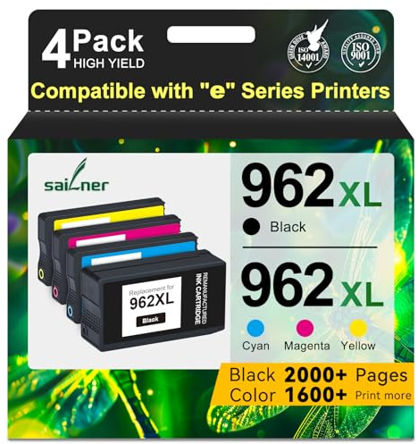 962XL Ink Cartridges Replacement for HP 962XL Ink Cartridges Combo Pack 4PK