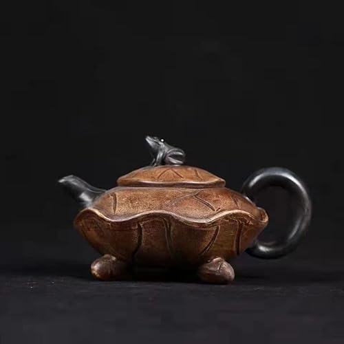 Théière de Chine, authentique théière en minerai brut, célèbre théière faite à la main en forme de grenouille, feuille de lotus, service à thé for la maison, pot unique.