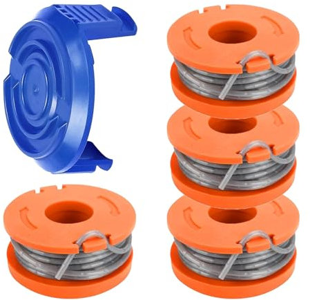 Bobine de fil compatible avec Mac Allister MGTP18Li - 1,65 mm x 3,05 m WX150 - Bobine de fil de rechange (4 bobines de débroussailleuse + 1 cache-bobine)