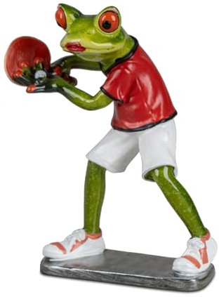 formano Frosch Tischtennisspieler oder Tischtennisspielerin Froschhausen hellgrün aus Kunststein (Frosch Tischtennisspielerin)