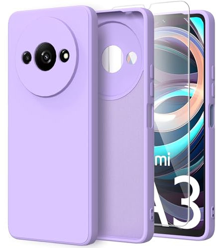 Nevecover Coque pour Xiaomi Redmi A3 4G avec 1 Pièces Verre Trempé Protection écran, 360° Protégé Téléphone Couleur Housse Etui Silicone TPU Souple Case pour Xiaomi Redmi A3 4G (6.71) - Violet