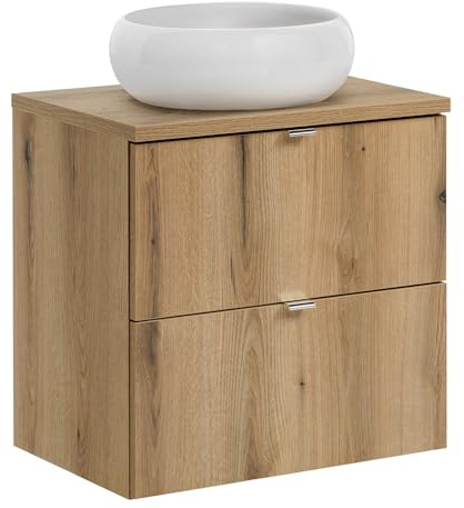 Lomadox Badezimmer Waschtisch 60cm, in Eiche, geringe Tiefe (40cm)