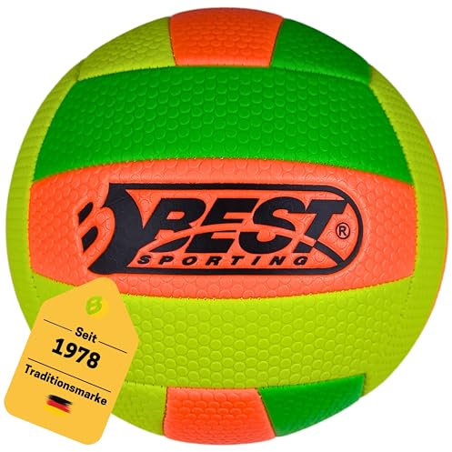 BEST SPORTING Volleyball Größe 5 I Freizeit-Volleyball in Grün/Orange/Gelb I Robuster und langlebiger Volleyball I Ideal für Outdoor & Indoor Spiele